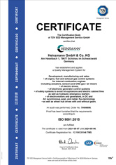 ISO 9001:2015 Certificate HEINZMANN